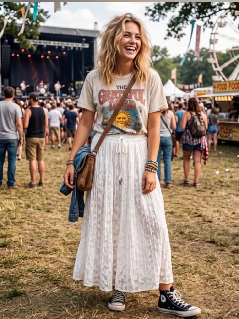 Listicle Cream Textured Maxi Skirt